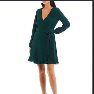 Gianni Bini Long Sleeve V-Neck Mini Wrap Dress (S)